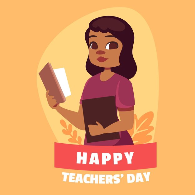 Flat design teachers day concept