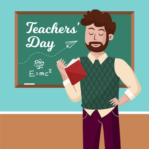 Flat design teachers day concept