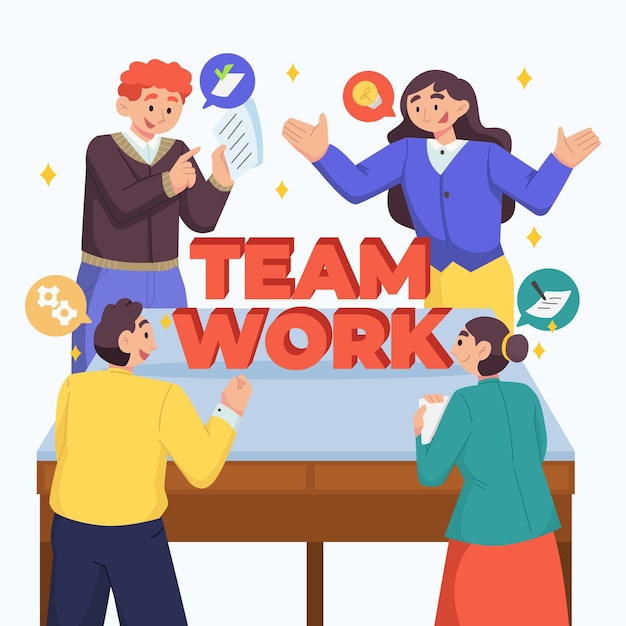 Flat design teamwork concept