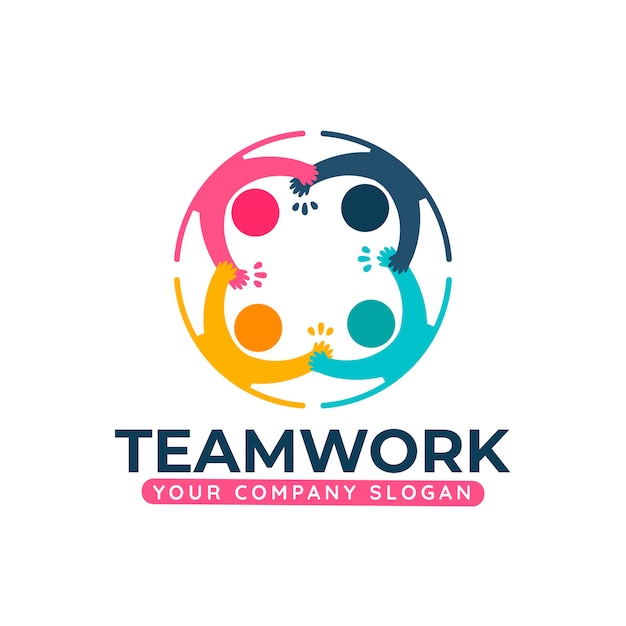 Free Vector flat design teamwork logo template