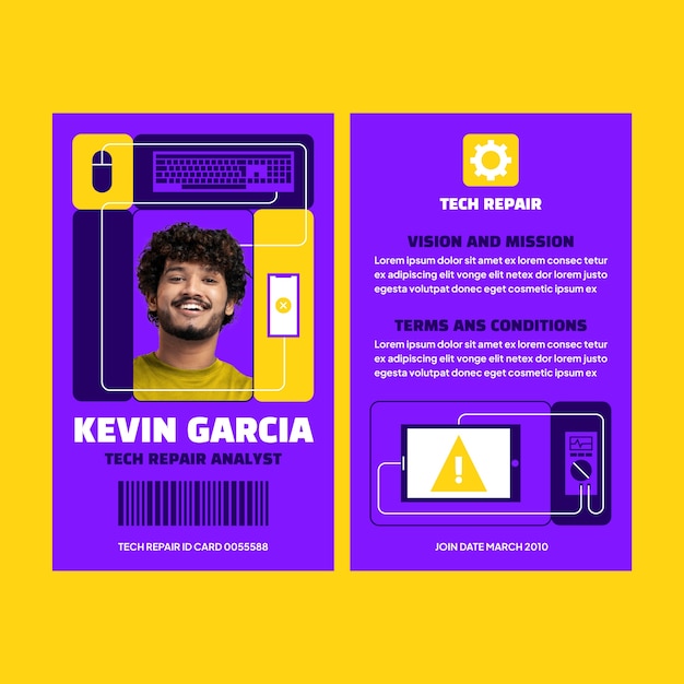 Flat design tech repair id card