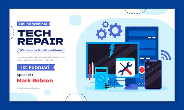 Flat design tech repair  webinar