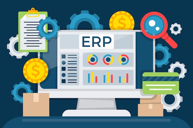 Flat design technology erp illustration