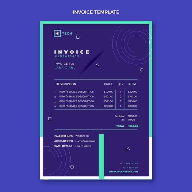 Free vector flat design technology invoice template