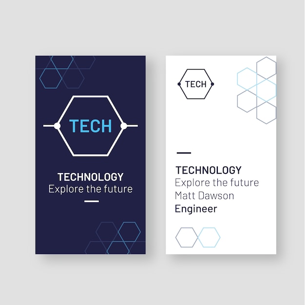 Flat design technology vertical business card