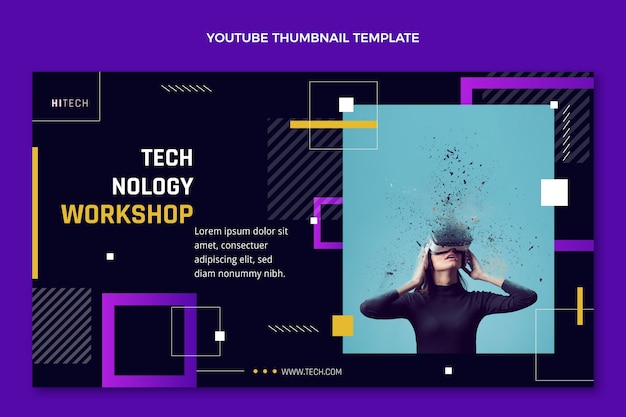 Free Vector flat design technology workshop youtube thumbnail