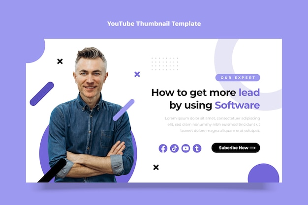 Free Vector flat design technology youtube thumbnail template