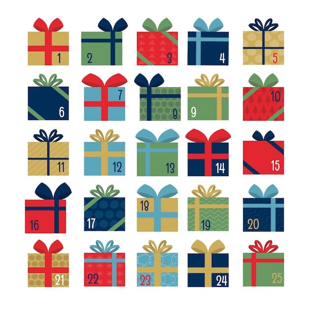 Flat design template advent calendar