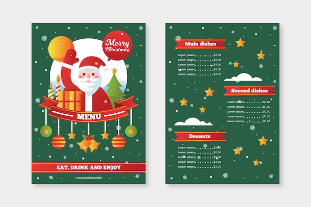 Flat design template christmas menu