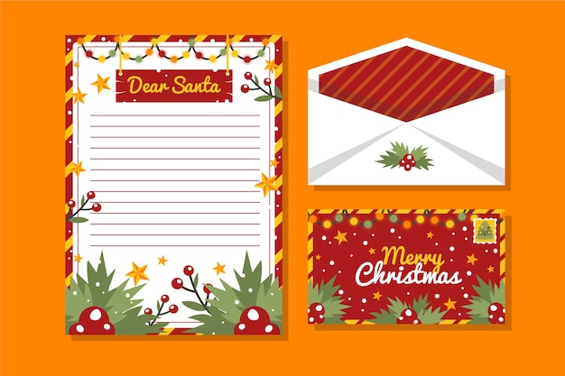 Flat design template christmas stationery