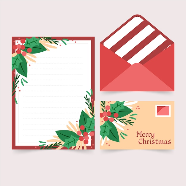 Flat design template christmas stationery