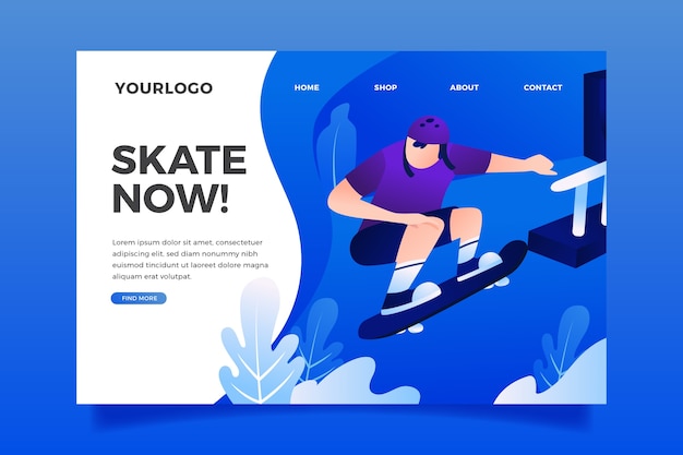 Flat design template outdoor sport landing page