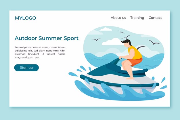 Flat design template outdoor sport landing page