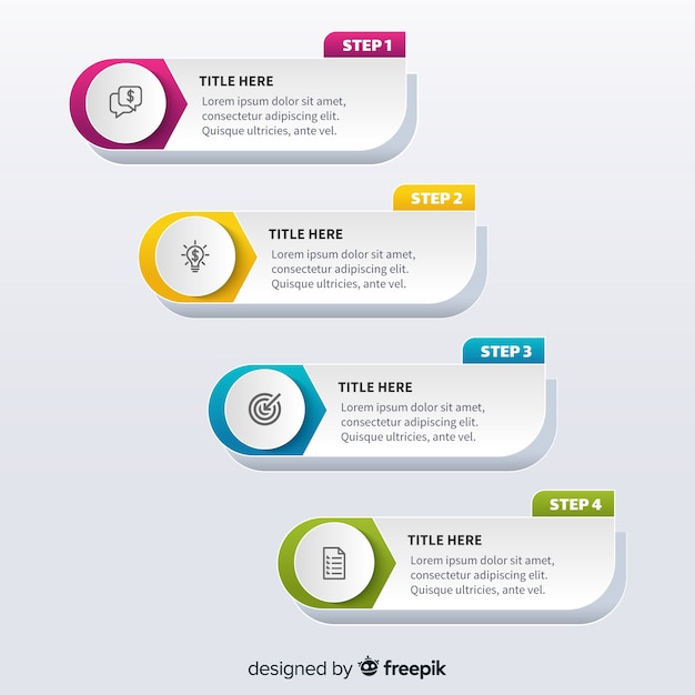 Flat design template steps infographic