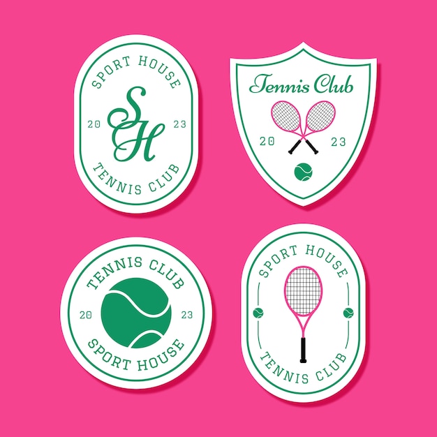 Flat design tennis game labels template