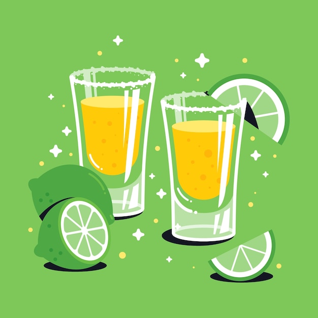 Flat design tequila shot illustration