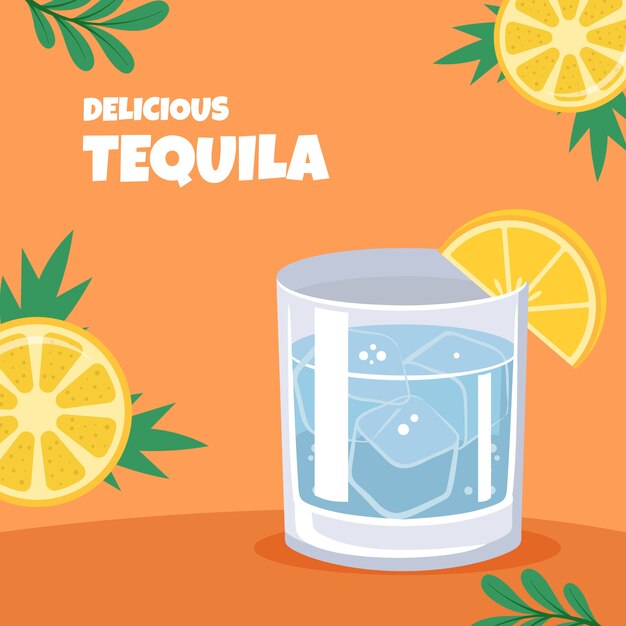 Flat design tequila shot illustration