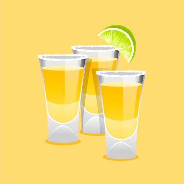 Flat design tequila shot illustration