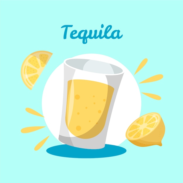 Flat design tequila shot illustration