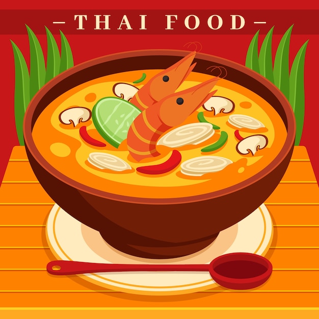 Free Vector flat design thai food illustration