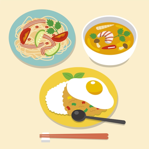 Free Vector flat design thai food illustration