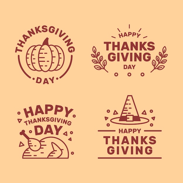 Free vector flat design thanksgiving badge collection