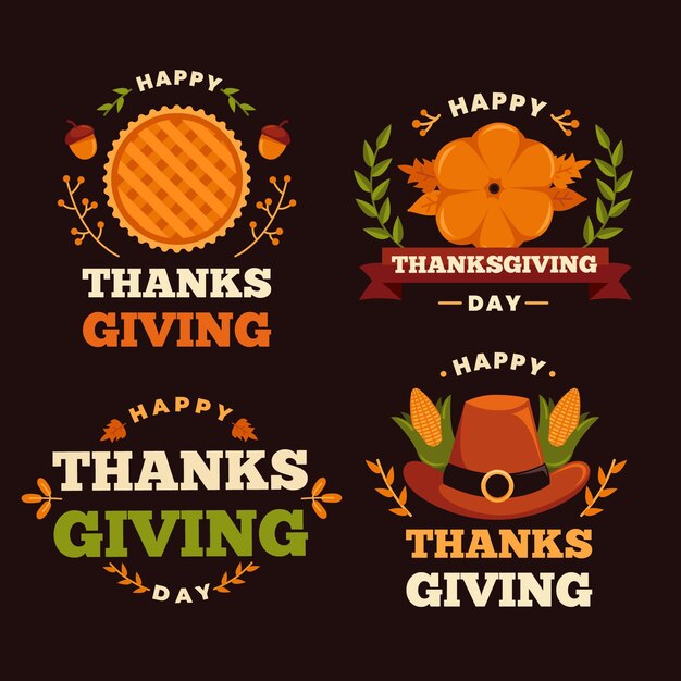 Flat design thanksgiving badge collection