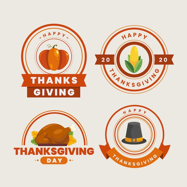 Flat design thanksgiving badge collection