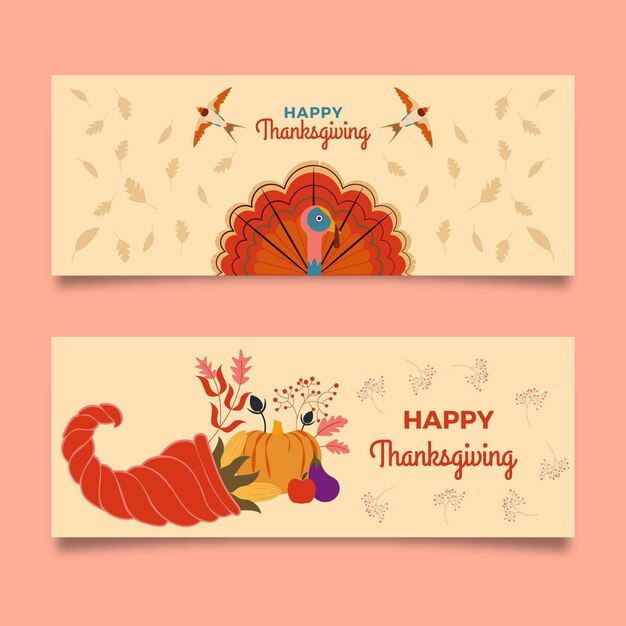 Flat design thanksgiving banners