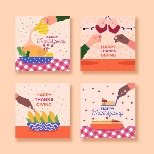 Flat design thanksgiving instagram posts