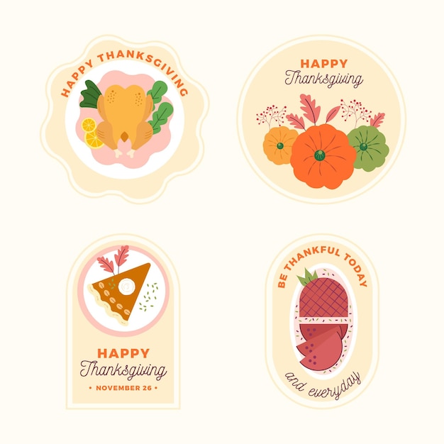 Flat design thanksgiving labels