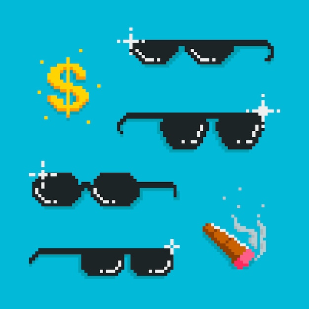 Free Vector flat design  thug life sunglasses element collection