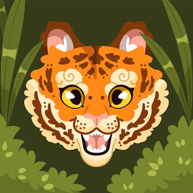 Free Vector flat design tiger face illustration