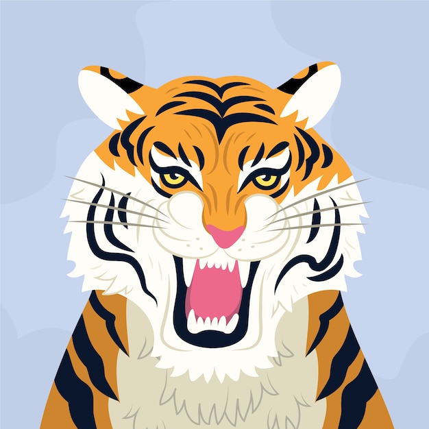 Free vector flat design tiger face illustration