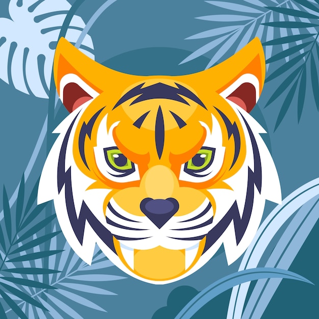 Flat design tiger face illustration