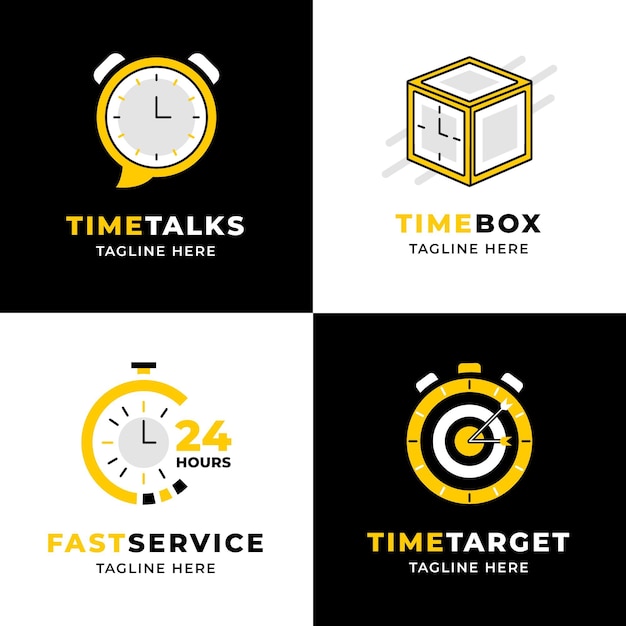 Flat design time logo collection