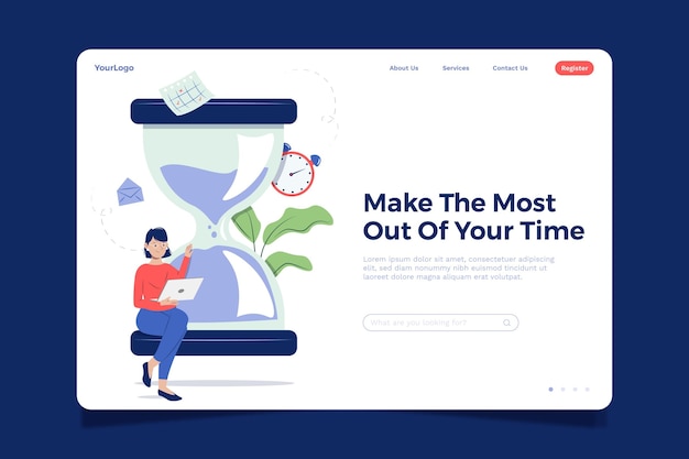 Free Vector flat design time management landing page template