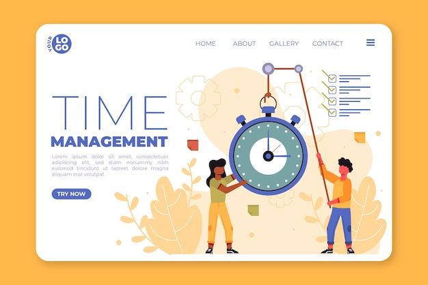 Free vector flat design time management web template