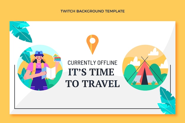 Free vector flat design time to travel twitch background