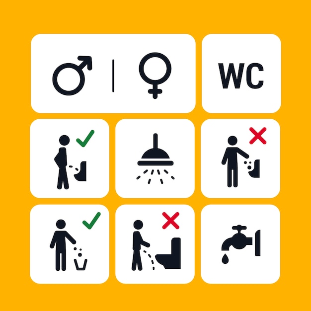 Free Vector flat design toilet icons set