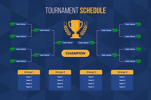 Flat design tournament schedule template