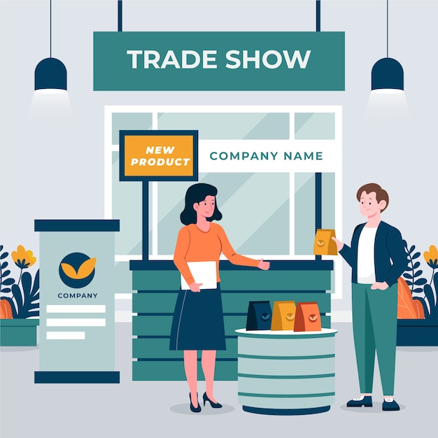 Free Vector flat design trade show illustration