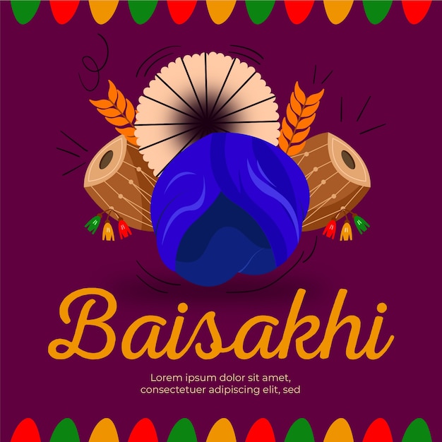 Free vector flat design traditional baisakhi drums