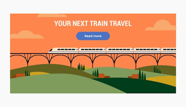 Free vector flat design train travel horizontal banner