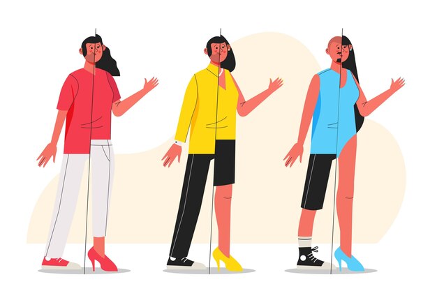 Flat design transgender people set