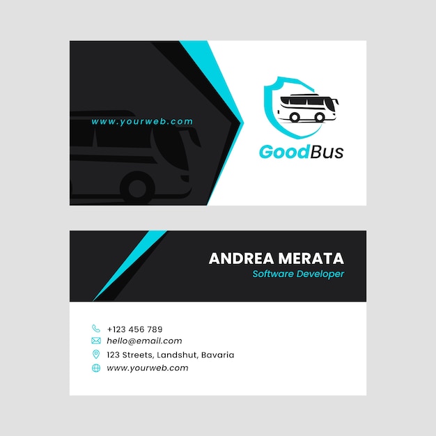 Flat design transport business card