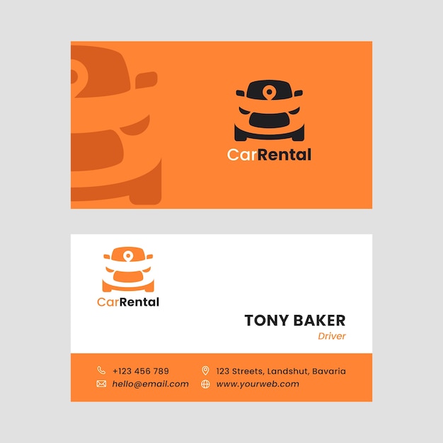 Flat design transport business card