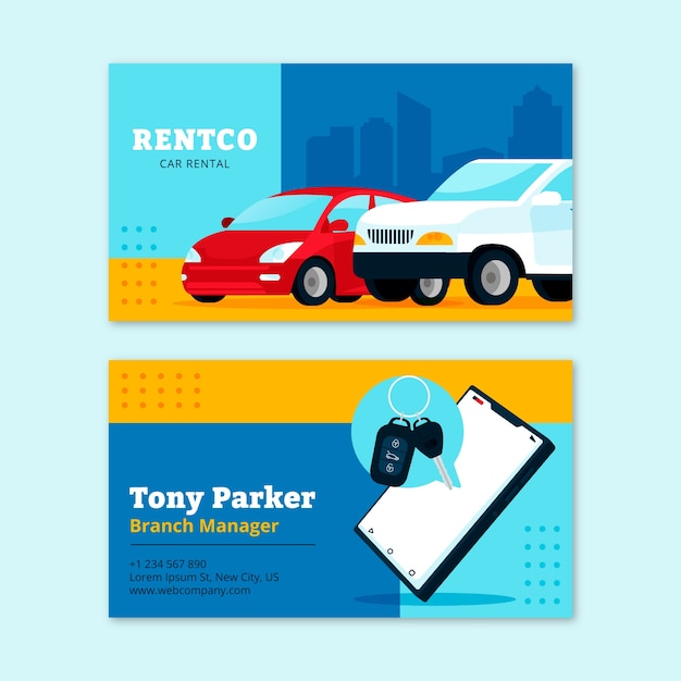 Flat design transport business card