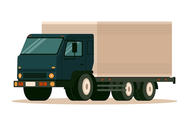 Free Vector flat design transport truck delivery illustration