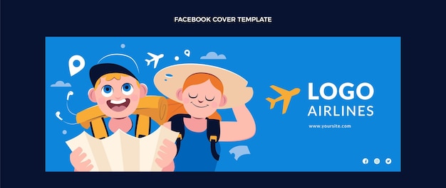 Flat design travel adventure facebook cover